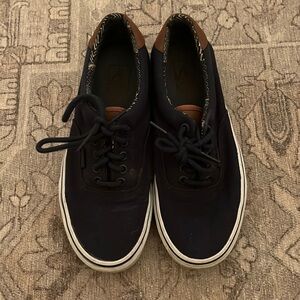 Navy blue and brown vans